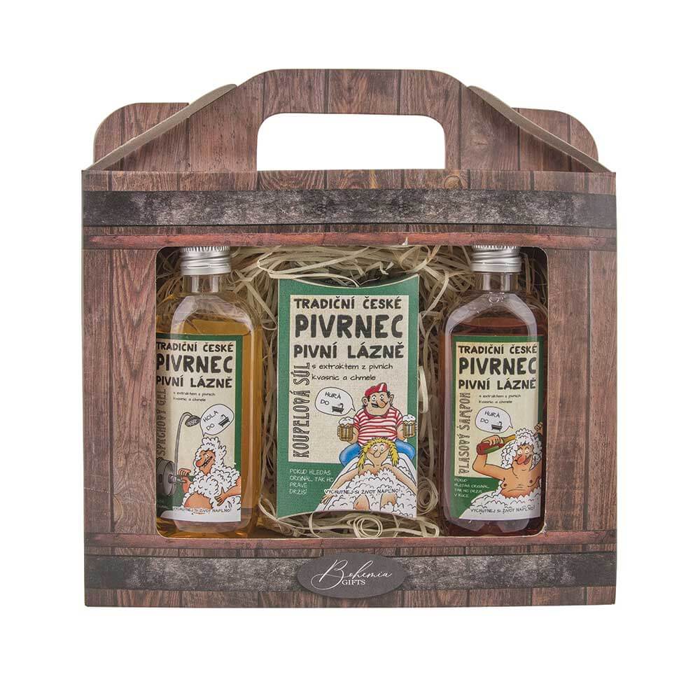Kosmetická sada Pivrnec - pivní sprchový gel, sůl a šampon